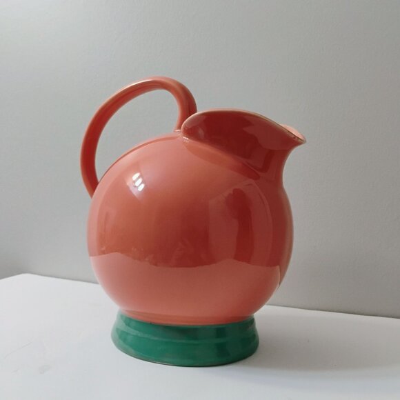 Vintage 80s Lindt Stymeist Colorways Pitcher, Ceramic Ball Jug, Pink and Green - Picture 7 of 7